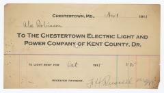 Chestertown Light and Power Company bill, 1915 November 1