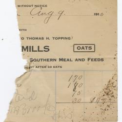 Radcliffe Mills bill fragment, 1915 August 9