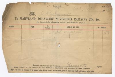 Abraham Robinson shipping bill, 1914 October 22