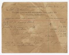 Dr. Twilley dental bill, 1917 June 26
