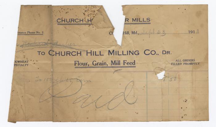 Church Hill Milling Co. bill, 1913 September 23