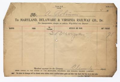 Abraham Robinson shipping bill, 1914 October 6