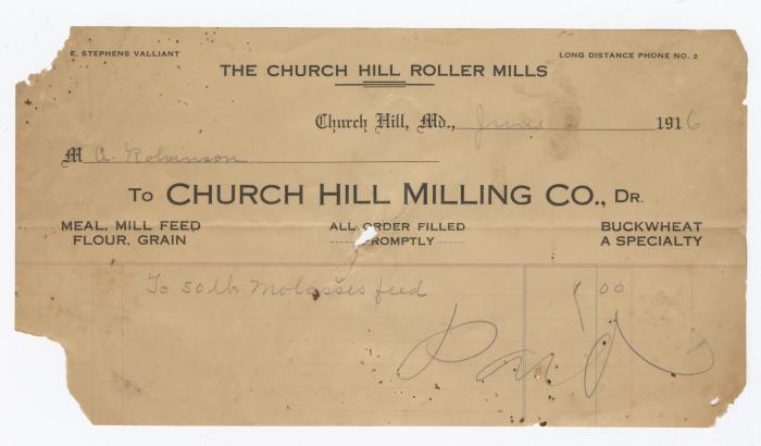 Church Hill Milling Co. bill, 1916 June 2
