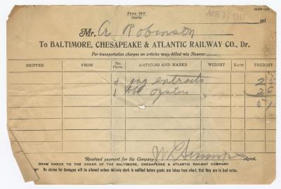 Abraham Robinson shipping bill, 1917 April 17
