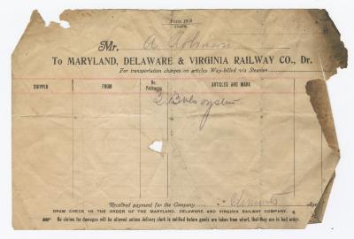 Abraham Robinson shipping bill, circa 1910