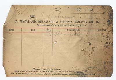 Abraham Robinson shipping bill, 1914 October 7