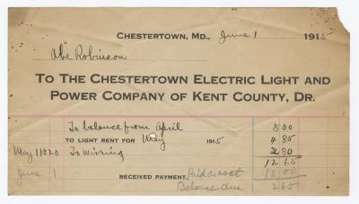 Chestertown Light and Power Company bill, 1915 June 1