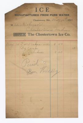 Chestertown Ice Co. bill, 1913 May 26