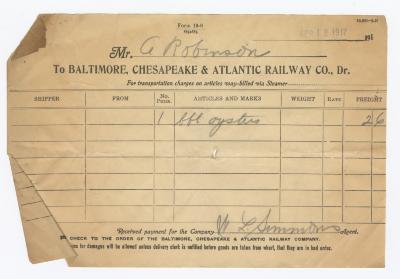 Abraham Robinson shipping bill, 1917 April 12
