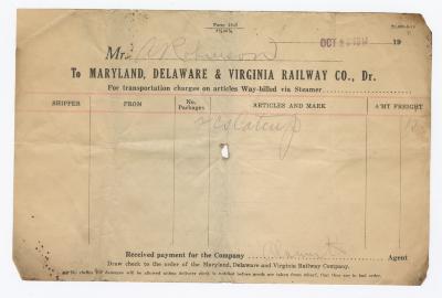 Abraham Robinson shipping bill, 1914 October 22