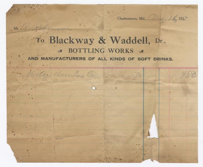 Blackway & Waddell receipt, 1913 August 16