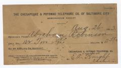Chesapeake and Potomac Telephone Co. receipt, 1913 August 26
