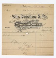Wm. Deiches Tobacco receipt, 1915 January 14