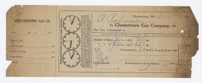 Chestertown Gas Company bill, 1915 January 1 