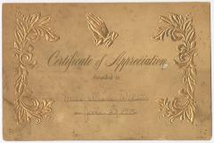 Certificate of Appreciation to Irene E. Wilson