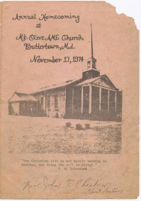 Annual Homecoming at Mt. Olive AME Church Butlertown, MD