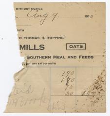 Radcliffe Mills bill fragment, 1915 August 9