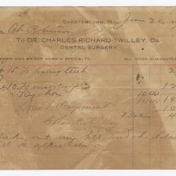 Dr. Twilley dental bill, 1917 June 26