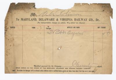 Abraham Robinson shipping bill, 1914 October