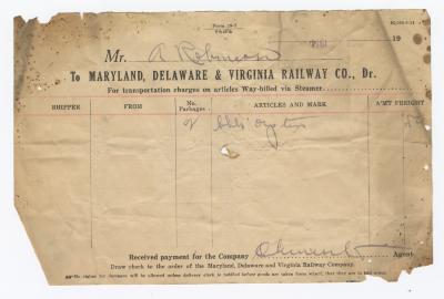 Abraham Robinson shipping bill, 1914 October 1