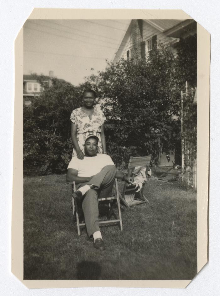 Man and woman in the backyard