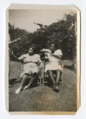 Women laughing in the backyard