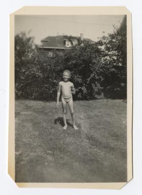 Young boy in the backyard