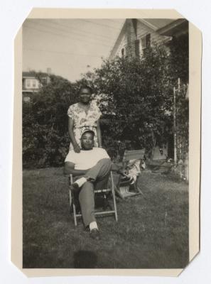 Man and woman in the backyard