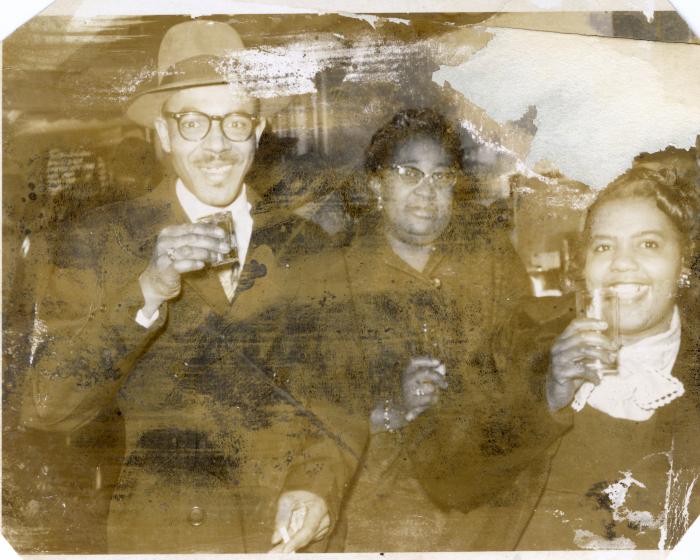 Three friends drinking