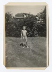 Young boy in the backyard