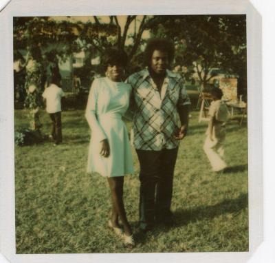 Man and woman standing outside