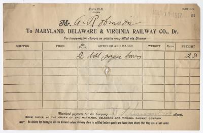 Abraham Robinson shipping bill, 1917 March 10