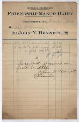Friendship Manor Dairy monthly statement, 1914 December 21