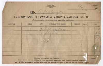 Abraham Robinson shipping bill, 1916 November 4