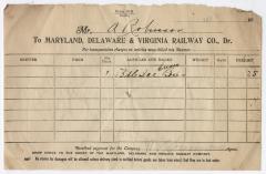 Abraham Robinson shipping bill, circa 1910 January 9