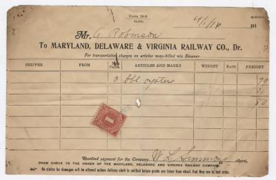 Abraham Robinson shipping bill, 1916 April 1