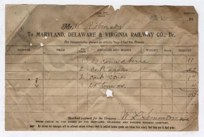 Abraham Robinson shipping bill, 1916 July 15