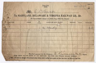 Abraham Robinson shipping bill, 1917 May 22