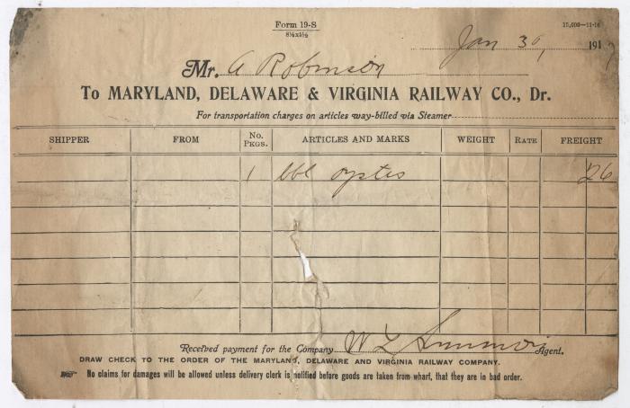 Abraham Robinson shipping bill, 1917 January 30