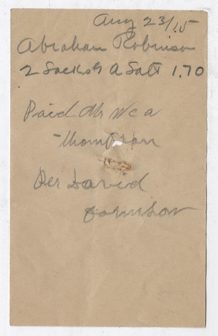 Receipt for Abraham Robinson, 1915 August 23