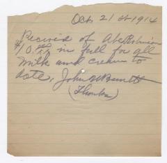 Abraham Robinson receipt, 1914 October 21