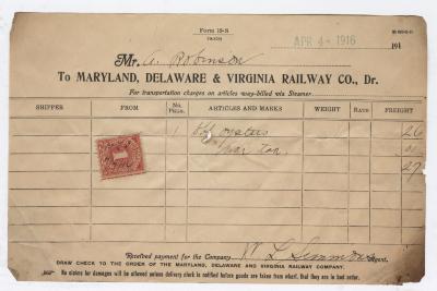 Abraham Robinson shipping bill, 1916 April 4
