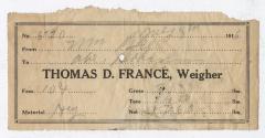 Thomas D. France weighing bill, 1916 July 8
