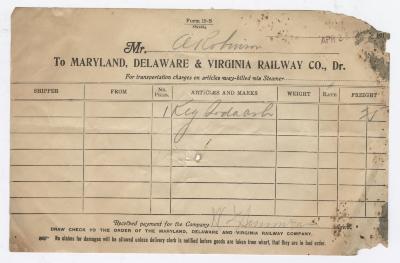 Abraham Robinson shipping bill, 1917 April 20