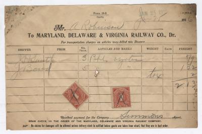 Abraham Robinson shipping bill, 1916 January 25