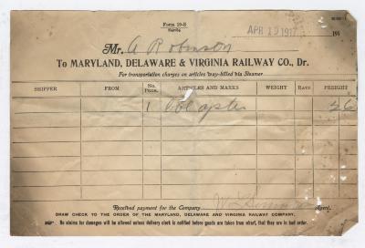 Abraham Robinson shipping bill, 1917 April 19
