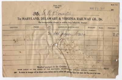 Abraham Robinson shipping bill, 1917 May 31