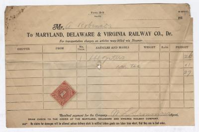 Abraham Robinson shipping bill, circa 1910