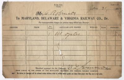 Abraham Robinson shipping bill, 1917 January 30