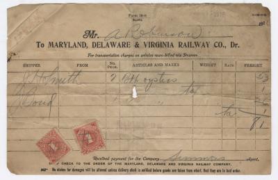 Abraham Robinson shipping bill, 1916 January 11